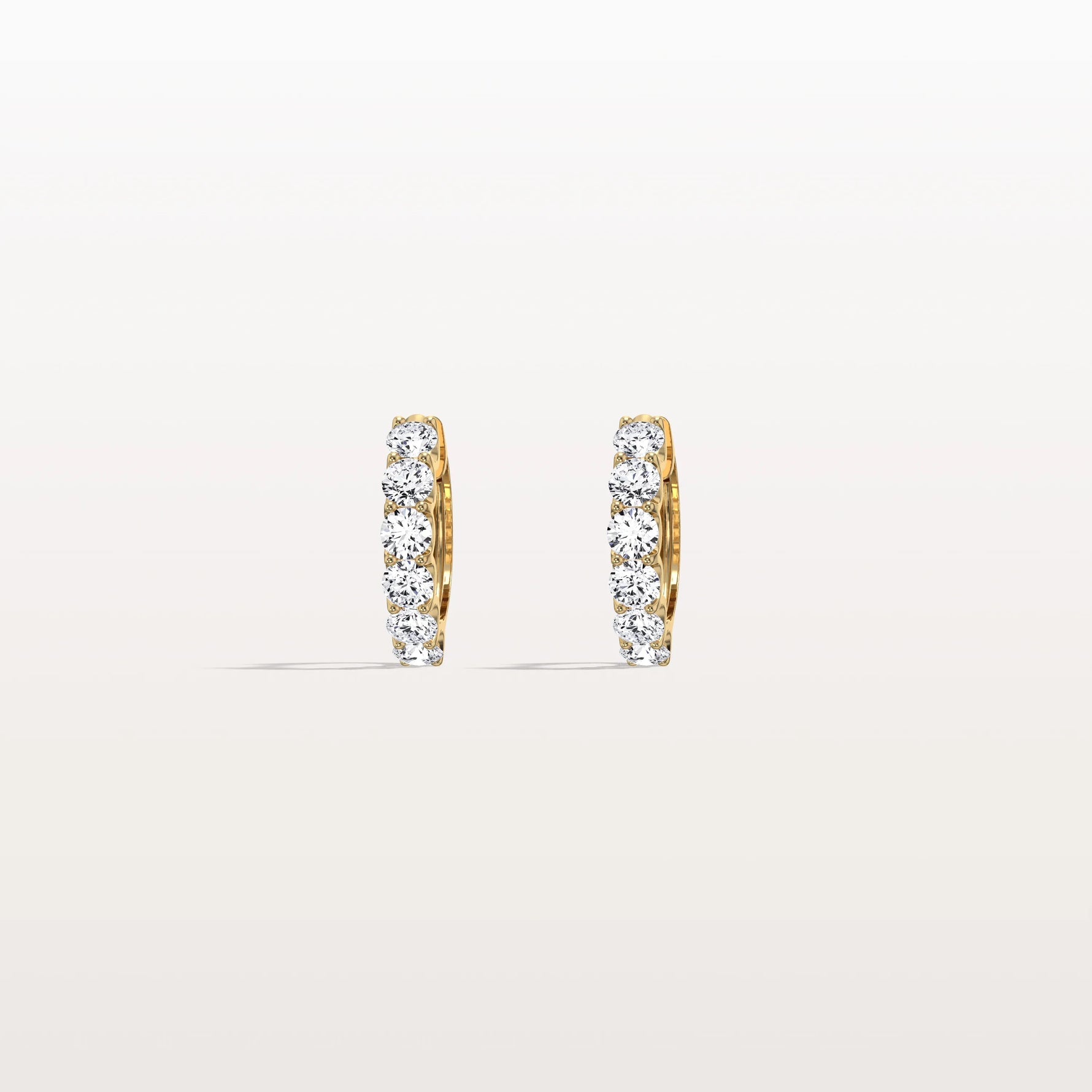 1.32CTW Lab Diamond Half Eternity Huggie Earring In 14K Solid Gold/Platinum - Earrings