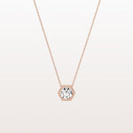 1CT Hexagon Lab Grown Diamond Necklace in 14K Solid Gold/Platinum - Necklaces