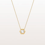 1CT Hexagon Lab Grown Diamond Necklace in 14K Solid Gold/Platinum - Necklaces