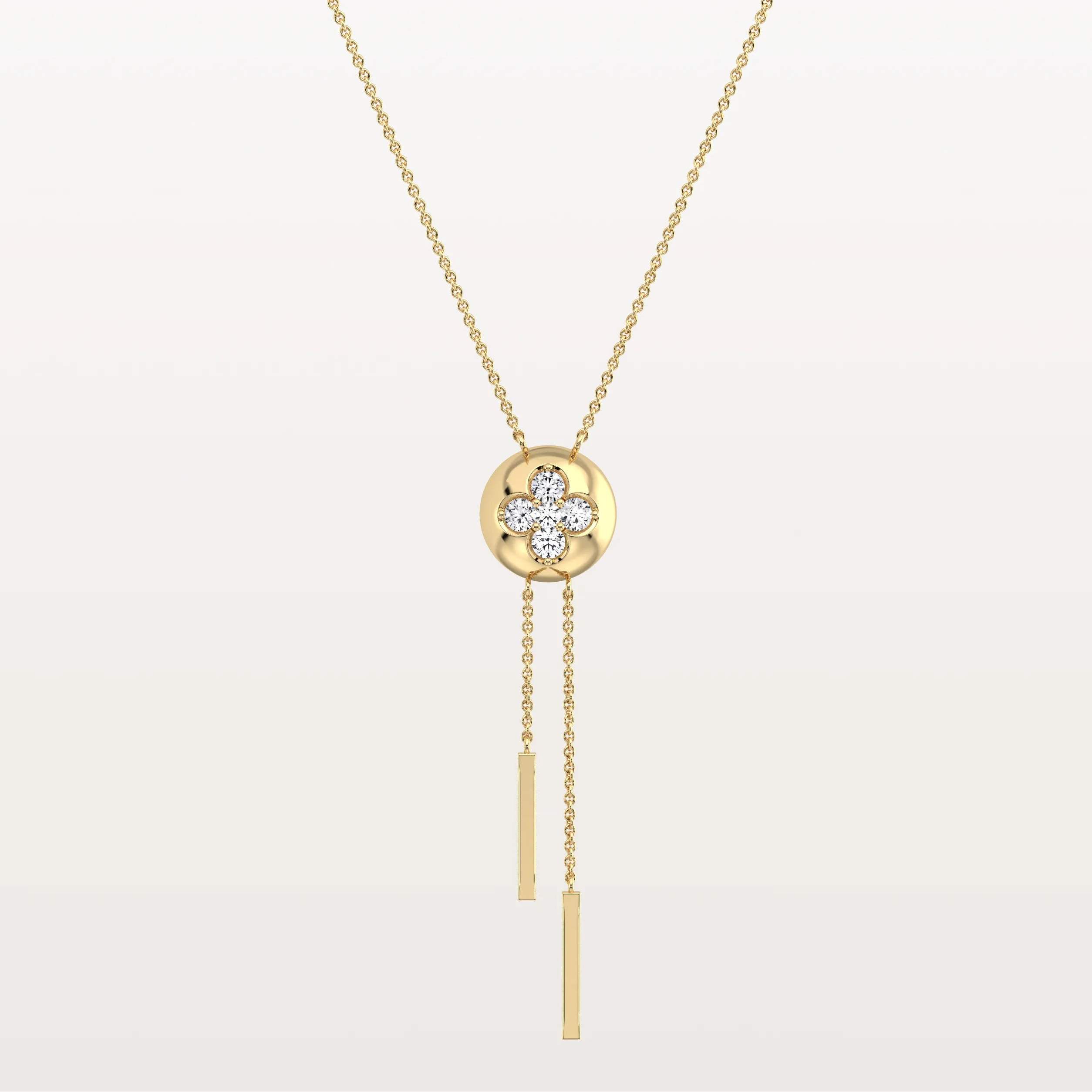 Lab Grown Diamond Ball Pendant Y Necklace In 14K Solid Gold/Platinum - Necklaces