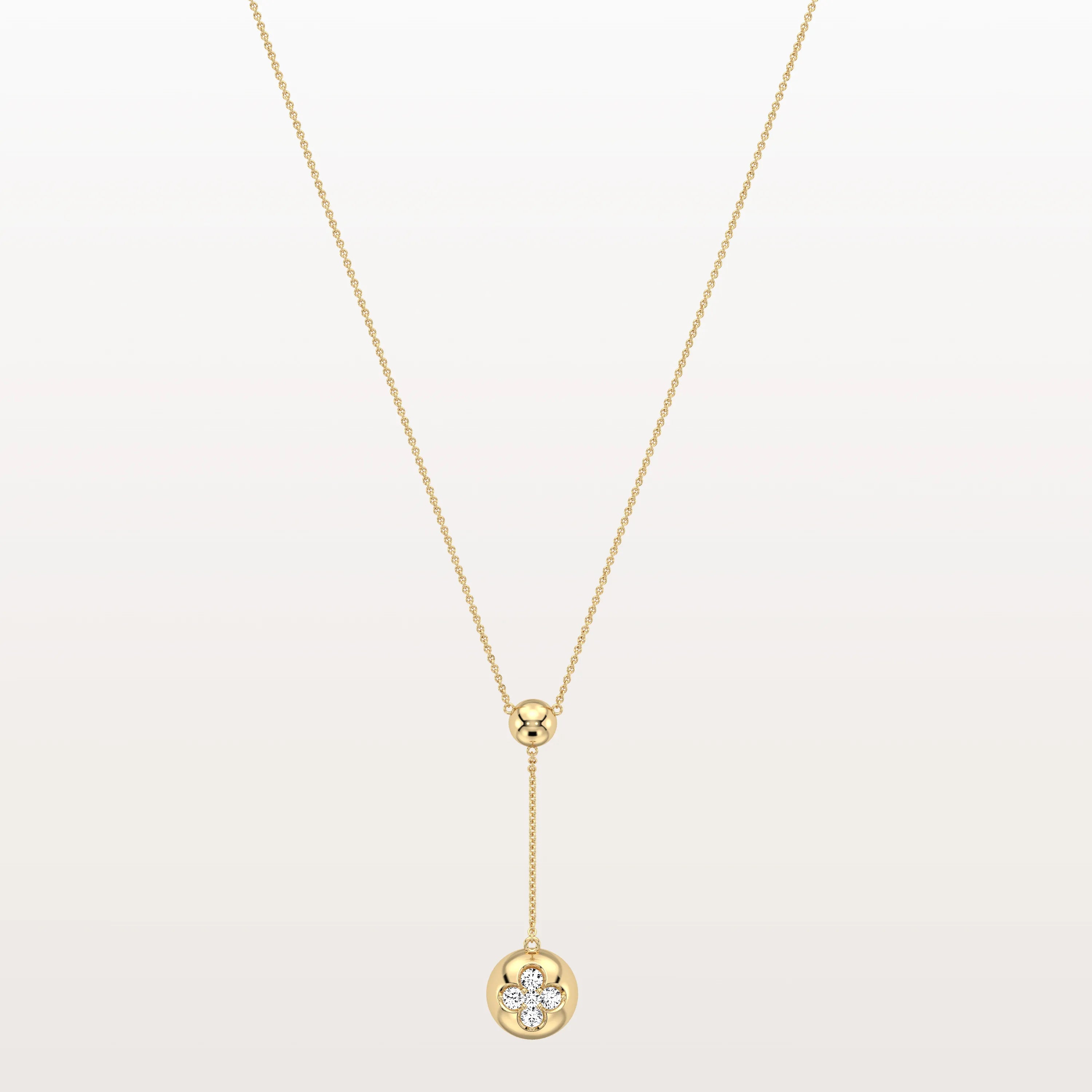 Lab Grown Diamond Ball Pendant Drop Necklace In 14K Solid Gold/Platinum - Necklaces