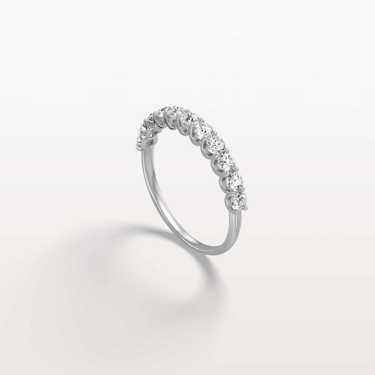 0.85CTW Lab Diamond U Prong Half Eternity Ring in 14K Solid Gold/Platinum - Rings