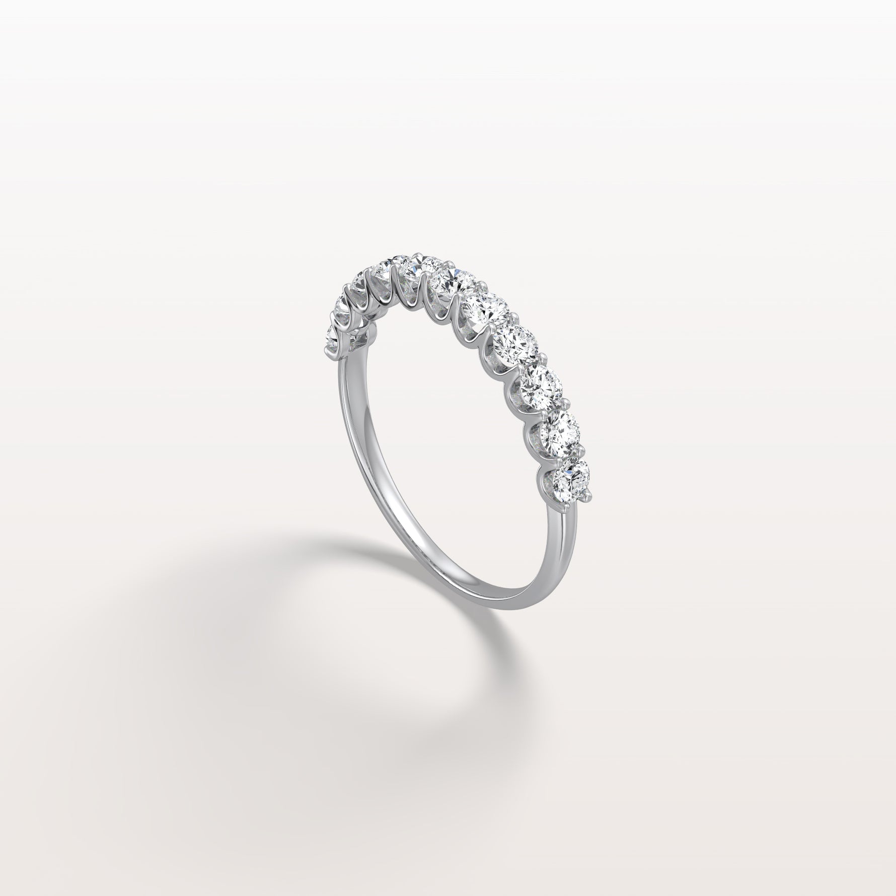 0.85CTW Lab Diamond U Prong Half Eternity Ring in 14K Solid Gold/Platinum - Rings