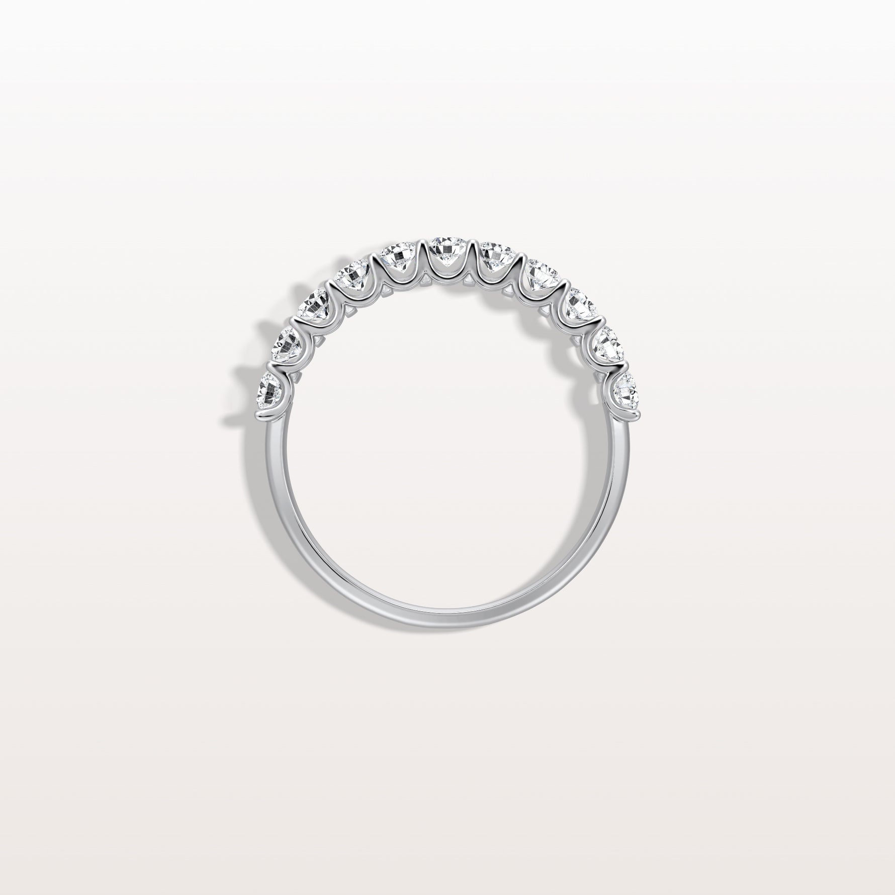 0.85CTW Lab Diamond U Prong Half Eternity Ring in 14K Solid Gold/Platinum - Rings