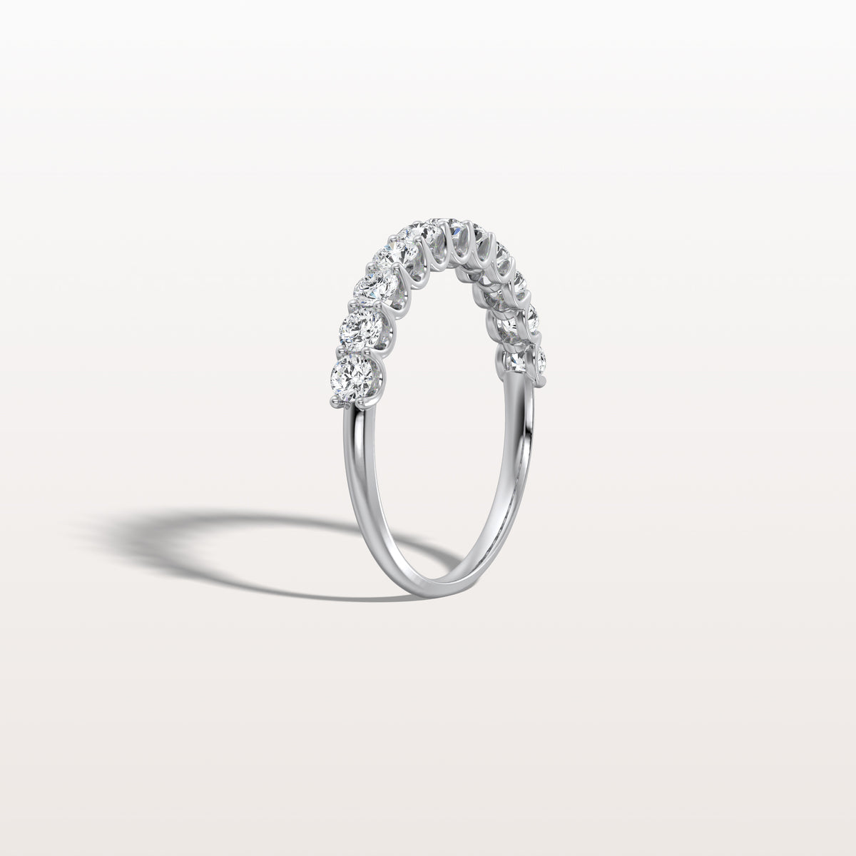 0.85CTW Lab Diamond U Prong Half Eternity Ring in 14K Solid Gold/Platinum - Rings