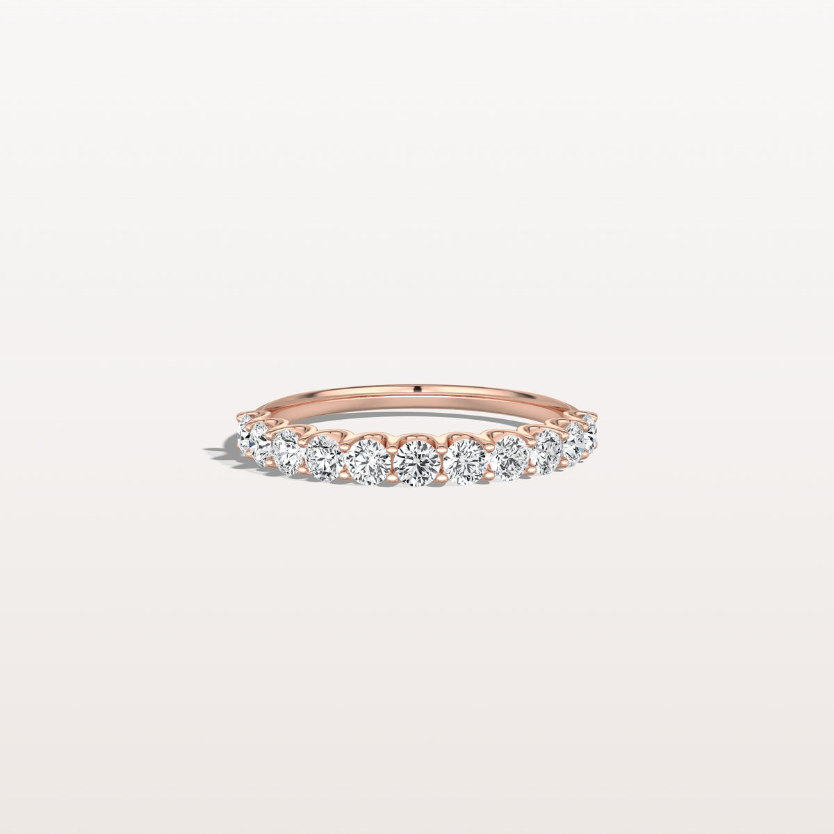 0.85CTW Lab Diamond U Prong Half Eternity Ring in 14K Solid Gold/Platinum - Rings