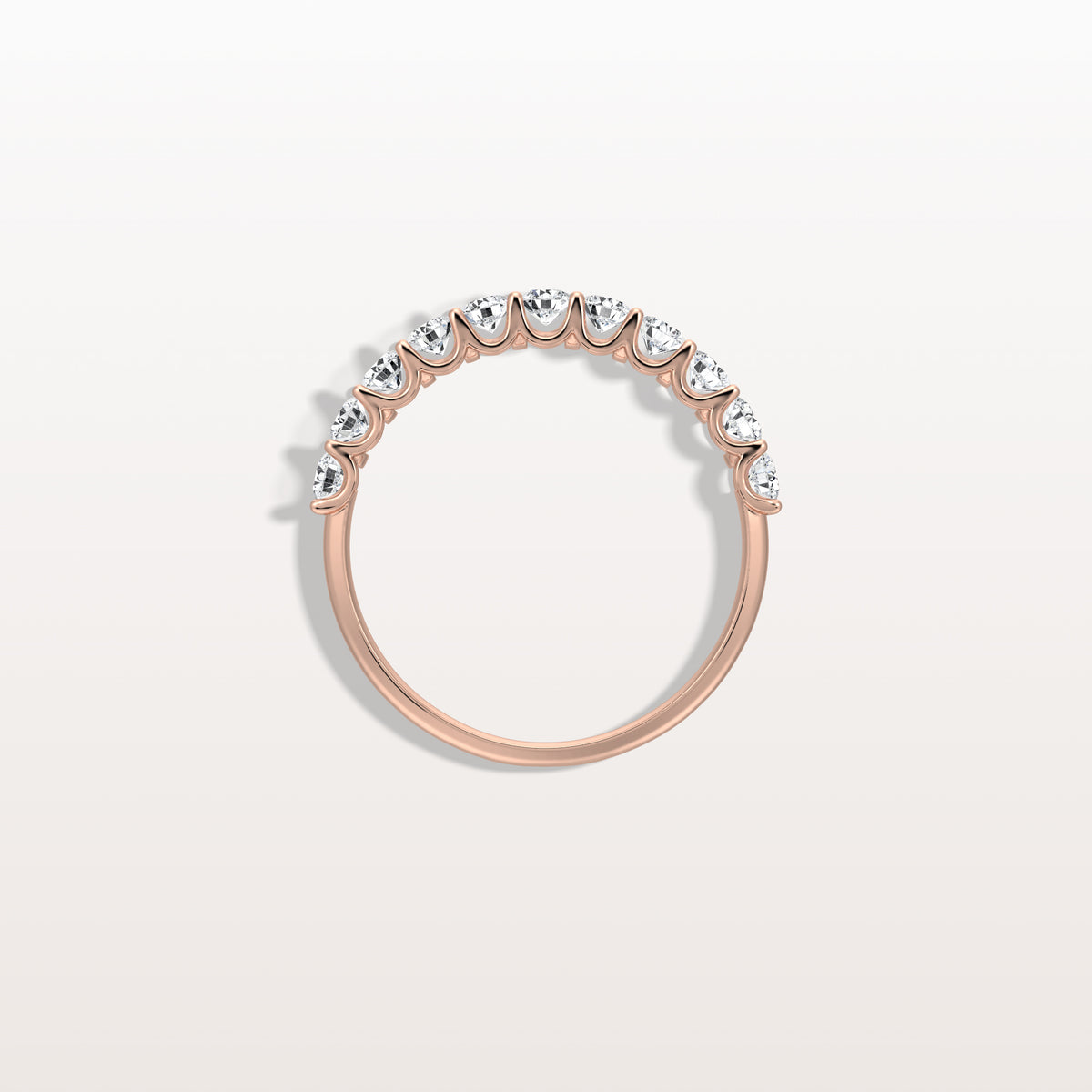 0.85CTW Lab Diamond U Prong Half Eternity Ring in 14K Solid Gold/Platinum - Rings