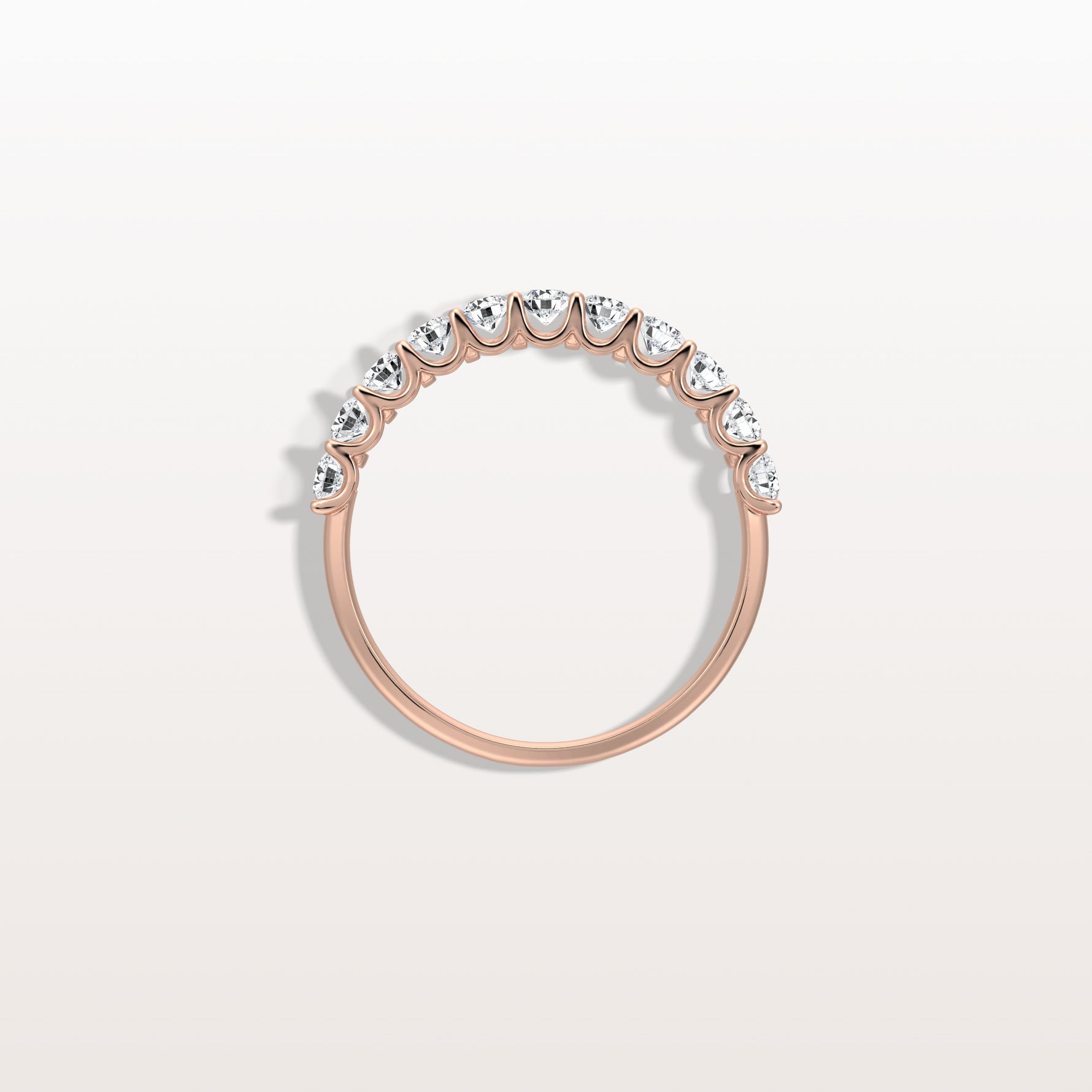 0.85CTW Lab Diamond U Prong Half Eternity Ring in 14K Solid Gold/Platinum - Rings