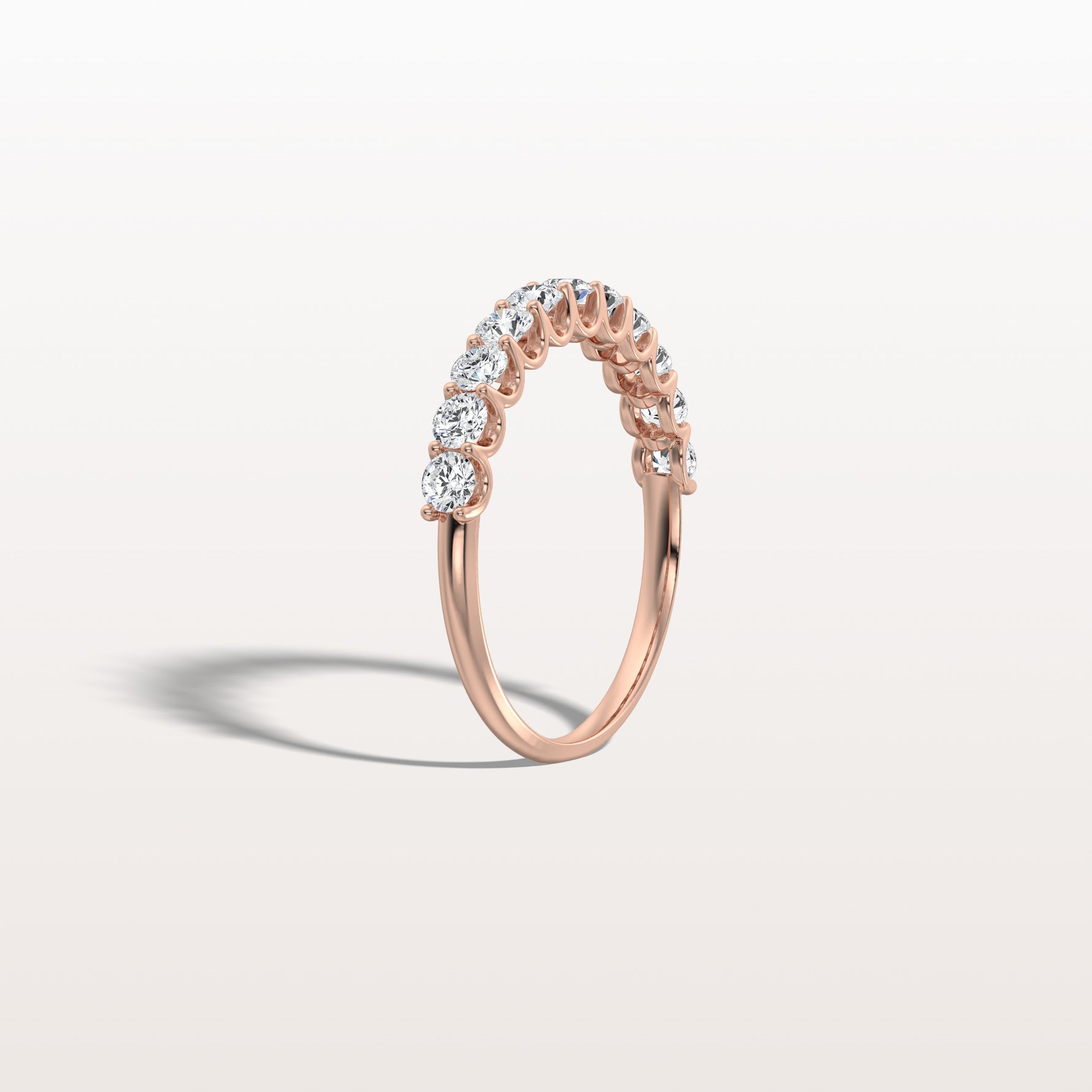 0.85CTW Lab Diamond U Prong Half Eternity Ring in 14K Solid Gold/Platinum - Rings