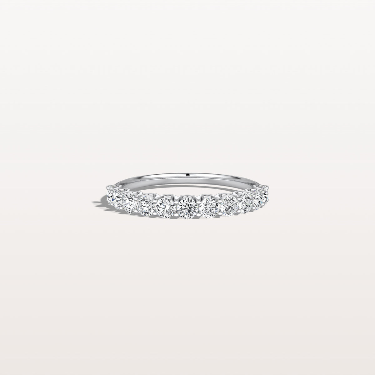 0.85CTW Lab Diamond U Prong Half Eternity Ring in 14K Solid Gold/Platinum - Rings