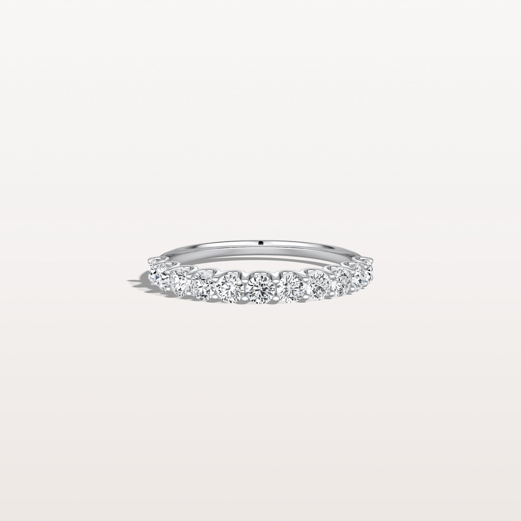 0.85CTW Lab Diamond U Prong Half Eternity Ring in 14K Solid Gold/Platinum - Rings