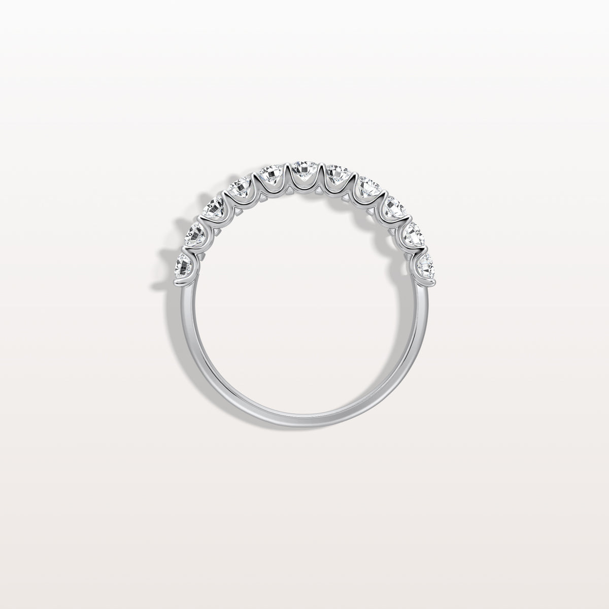 0.85CTW Lab Diamond U Prong Half Eternity Ring in 14K Solid Gold/Platinum - Rings