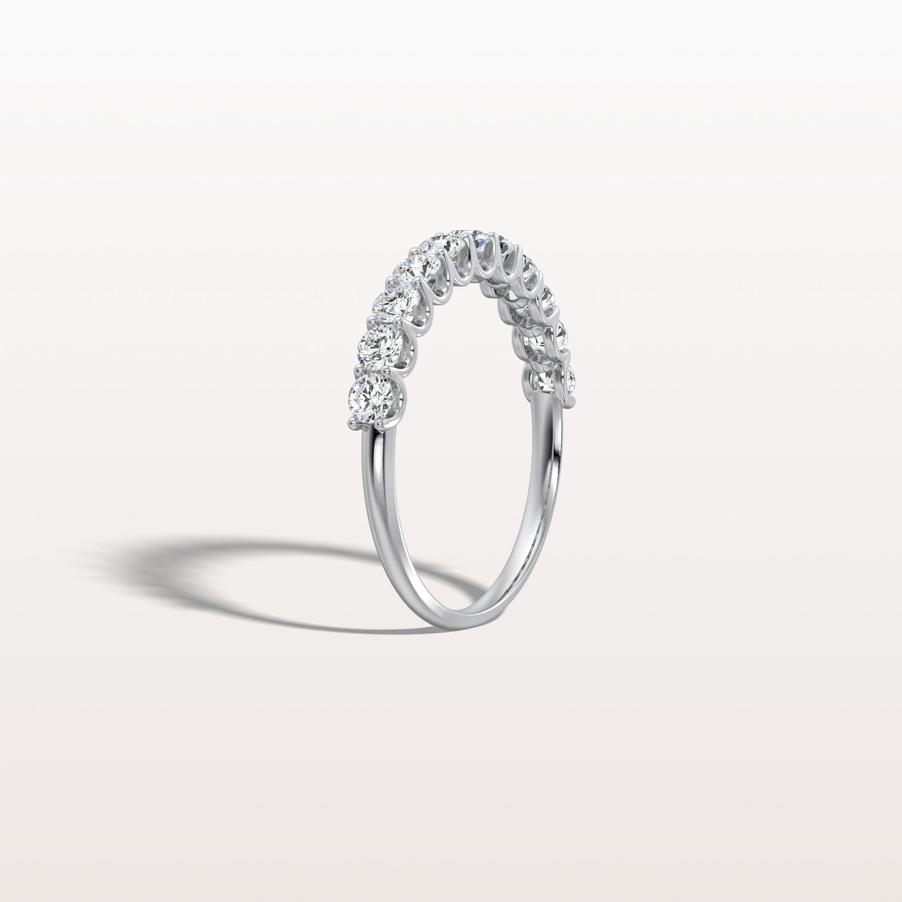 0.85CTW Lab Diamond U Prong Half Eternity Ring in 14K Solid Gold/Platinum - Rings