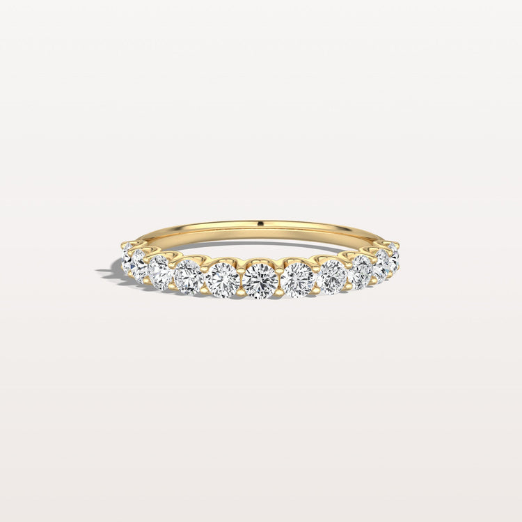0.85CTW Lab Diamond U Prong Half Eternity Ring in 14K Solid Gold/Platinum - Rings