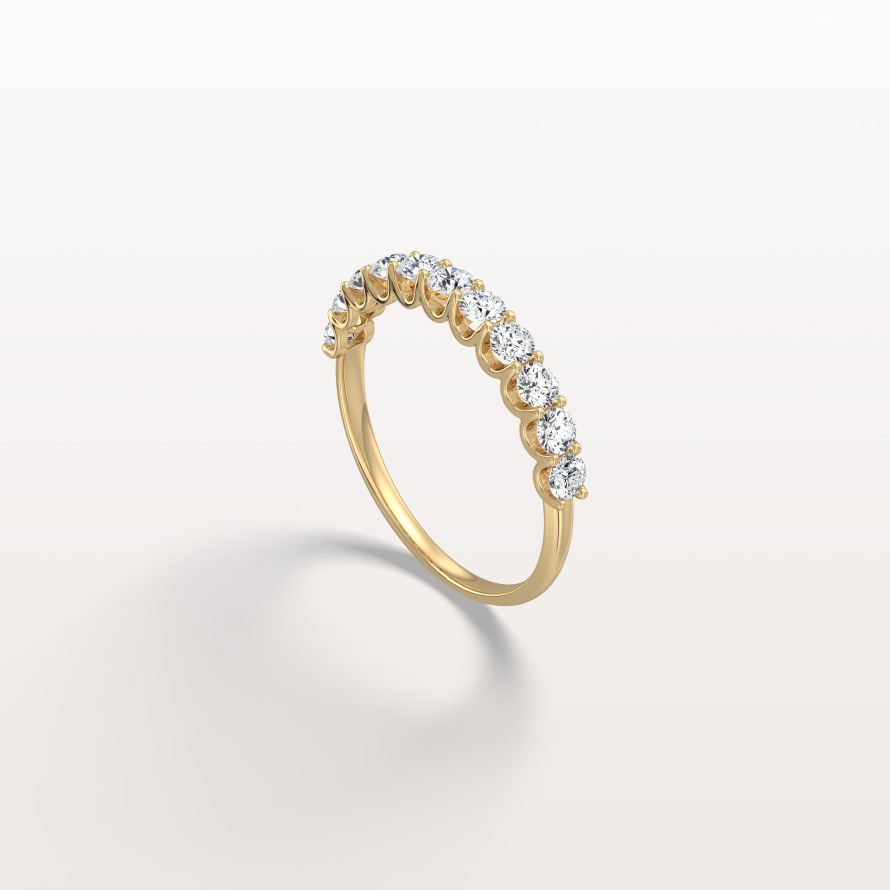 0.85CTW Lab Diamond U Prong Half Eternity Ring in 14K Solid Gold/Platinum - Rings
