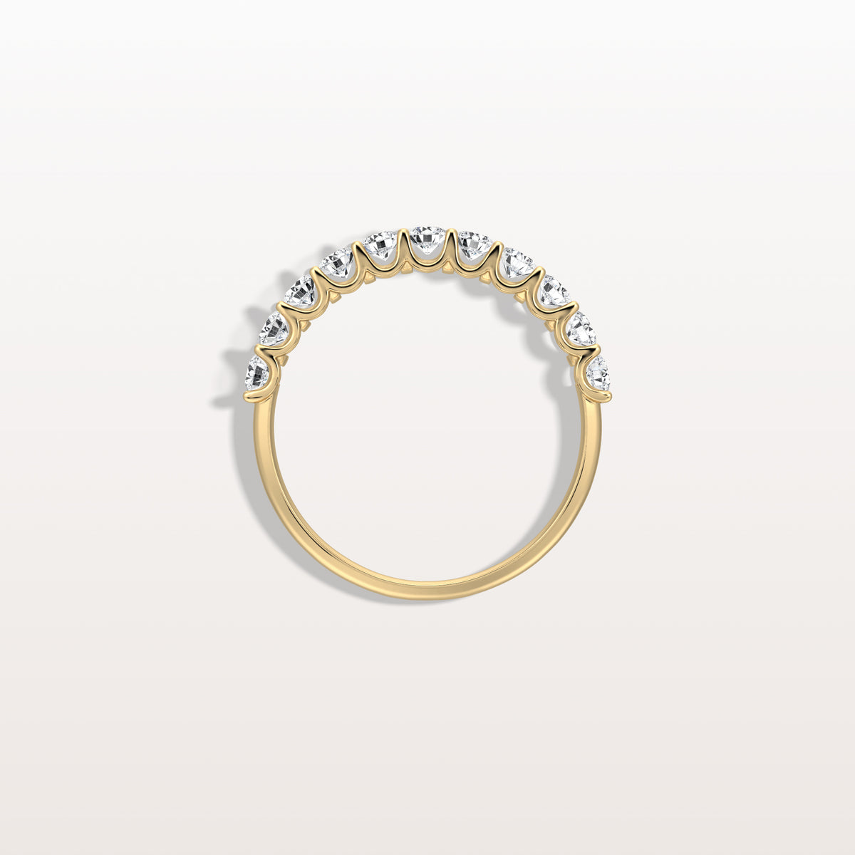 0.85CTW Lab Diamond U Prong Half Eternity Ring in 14K Solid Gold/Platinum - Rings