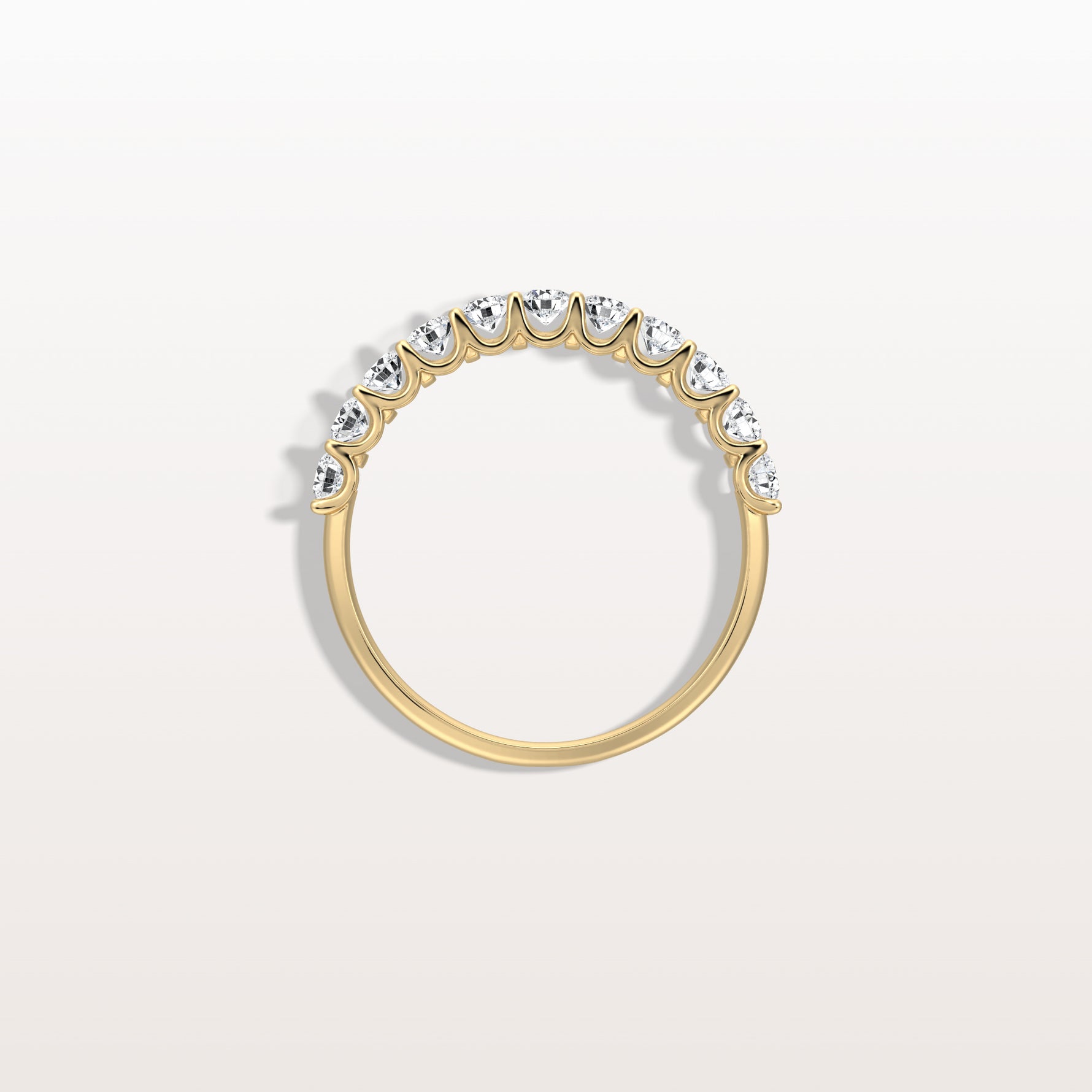 0.85CTW Lab Diamond U Prong Half Eternity Ring in 14K Solid Gold/Platinum - Rings