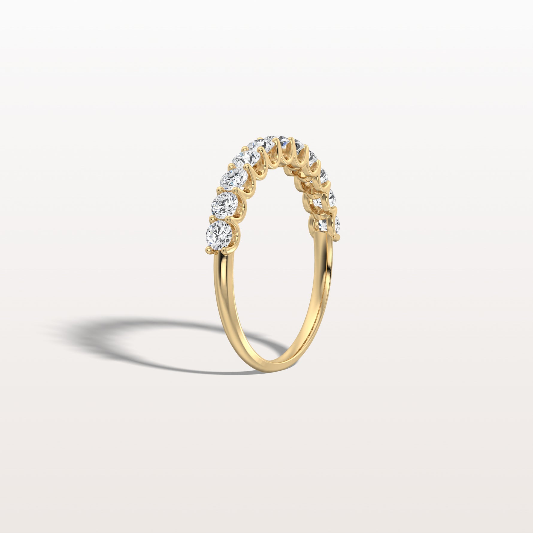 0.85CTW Lab Diamond U Prong Half Eternity Ring in 14K Solid Gold/Platinum - Rings