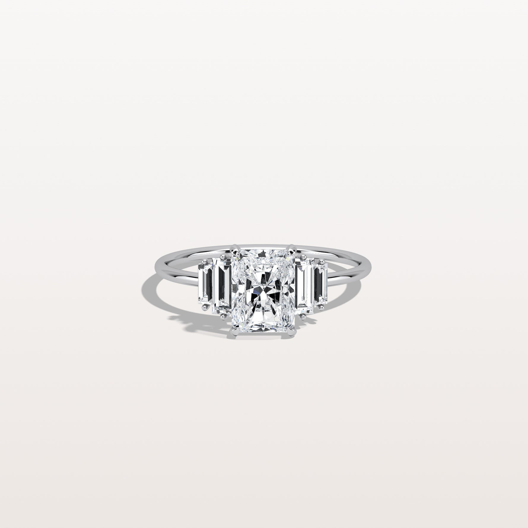 1CT Radiant Lab Diamond Engagement Ring In 14K Solid Gold/Platinum - Rings