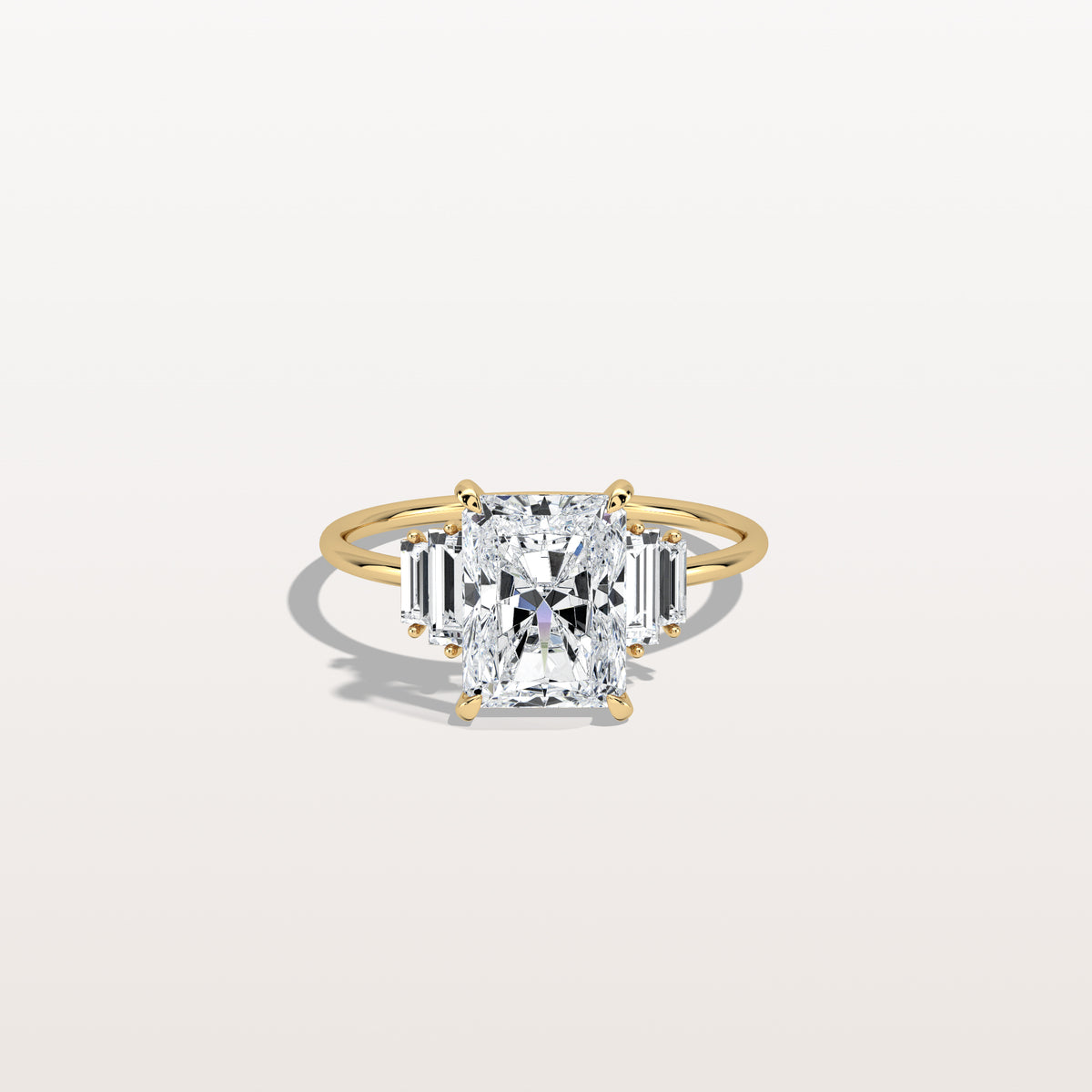 2CT Radiant Lab Diamond Engagement Ring In 14K Solid Gold/Platinum - Rings