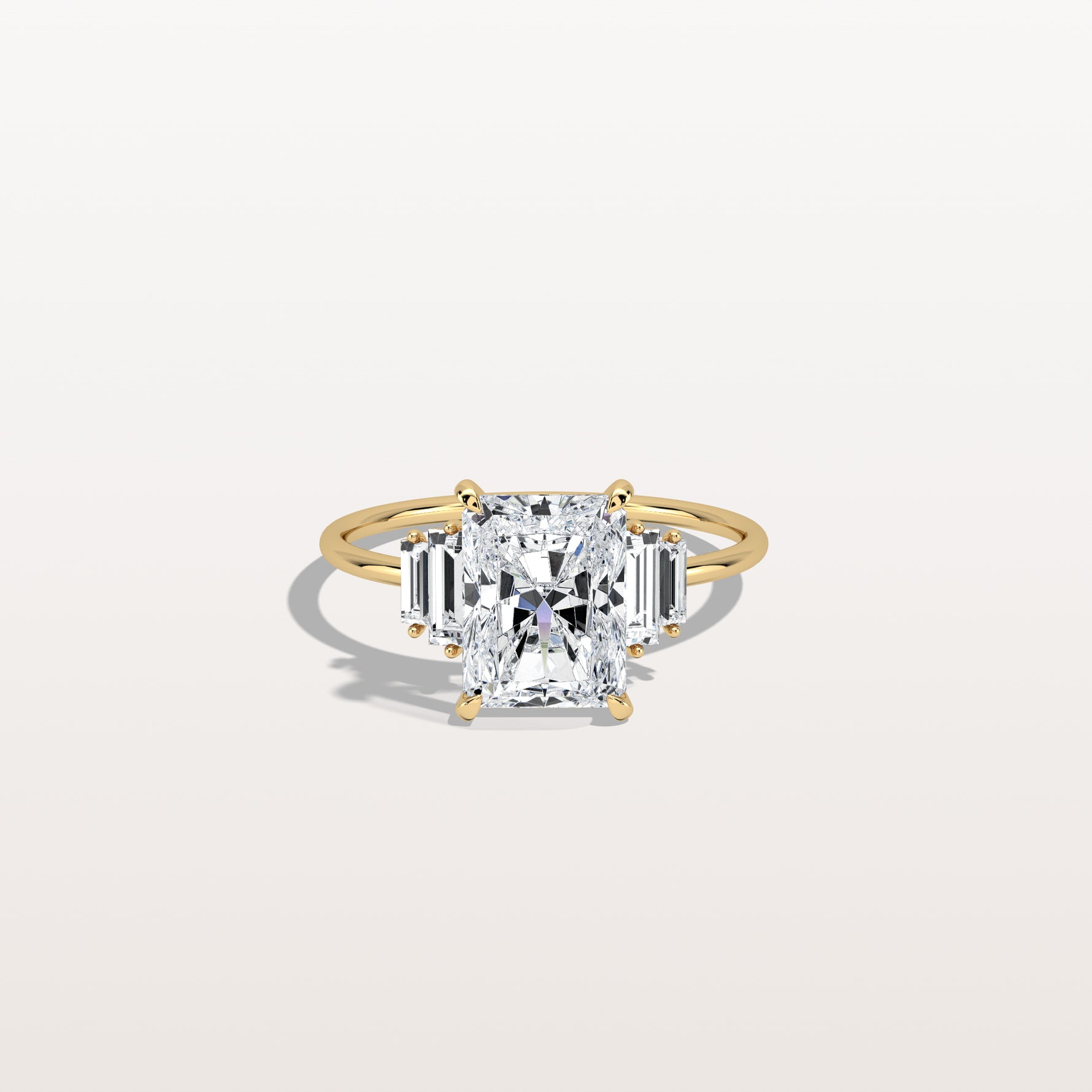 2CT Radiant Lab Diamond Engagement Ring In 14K Solid Gold/Platinum - Rings