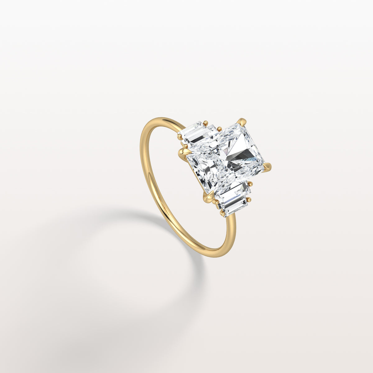 2CT Radiant Lab Diamond Engagement Ring In 14K Solid Gold/Platinum - Rings