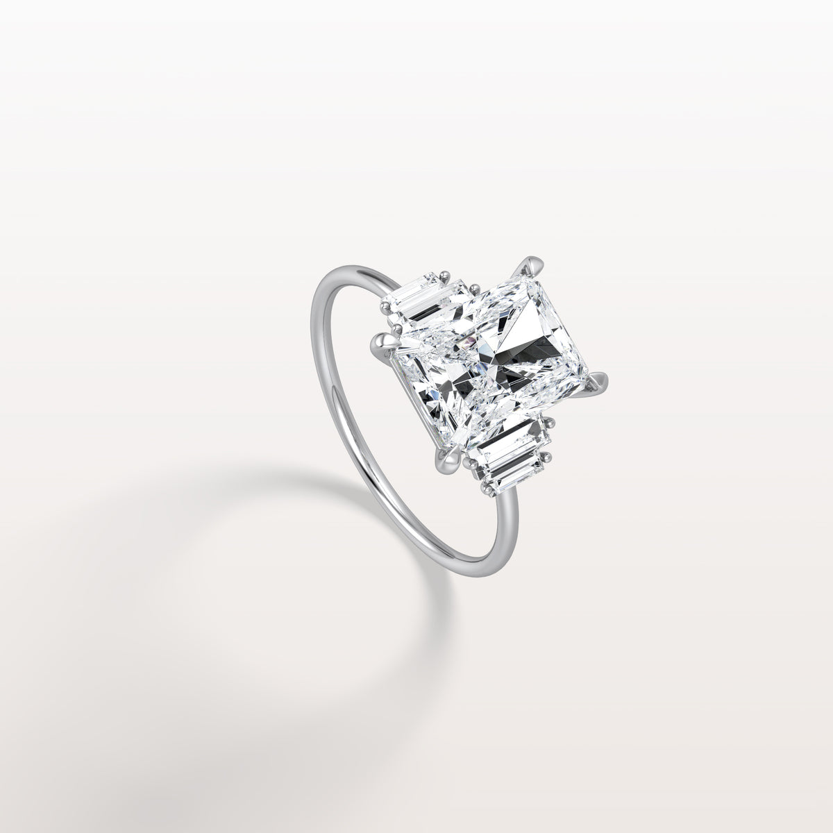 3CT Radiant Lab Diamond Engagement Ring In 14K Solid Gold/Platinum - Rings