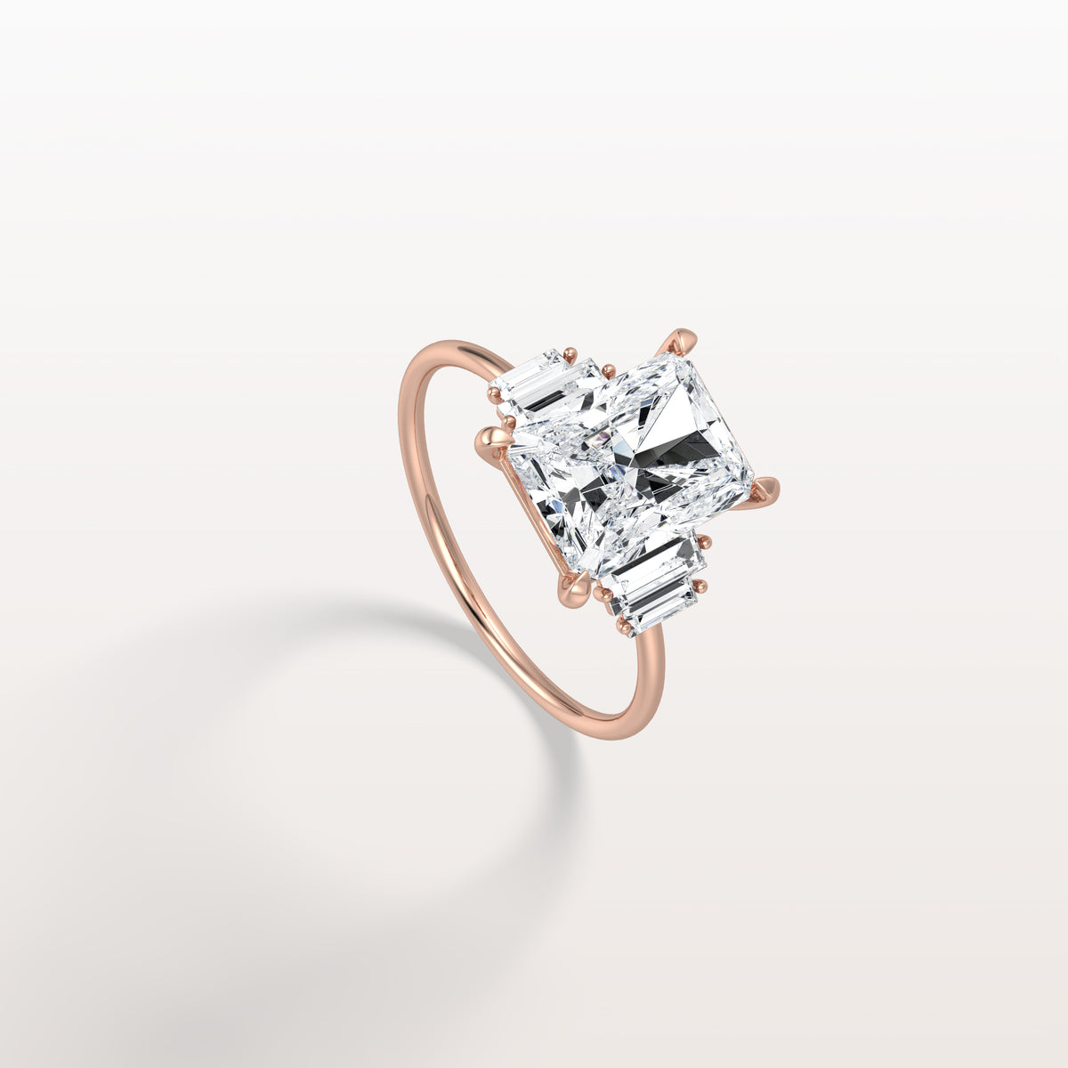 3CT Radiant Lab Diamond Engagement Ring In 14K Solid Gold/Platinum - Rings