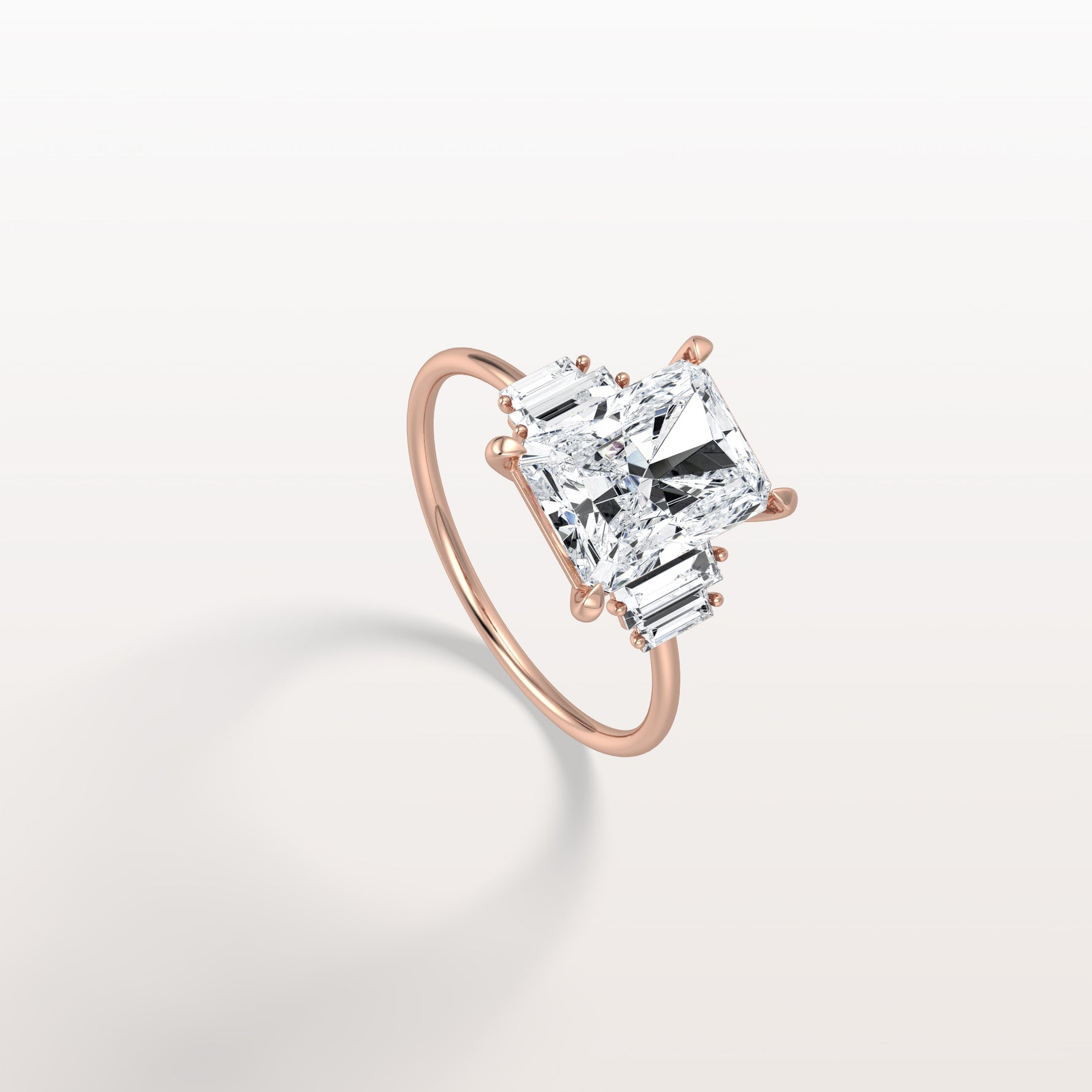 3CT Radiant Lab Diamond Engagement Ring In 14K Solid Gold/Platinum - Rings