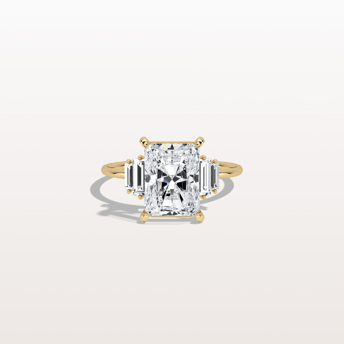 3CT Radiant Lab Diamond Engagement Ring In 14K Solid Gold/Platinum - Rings