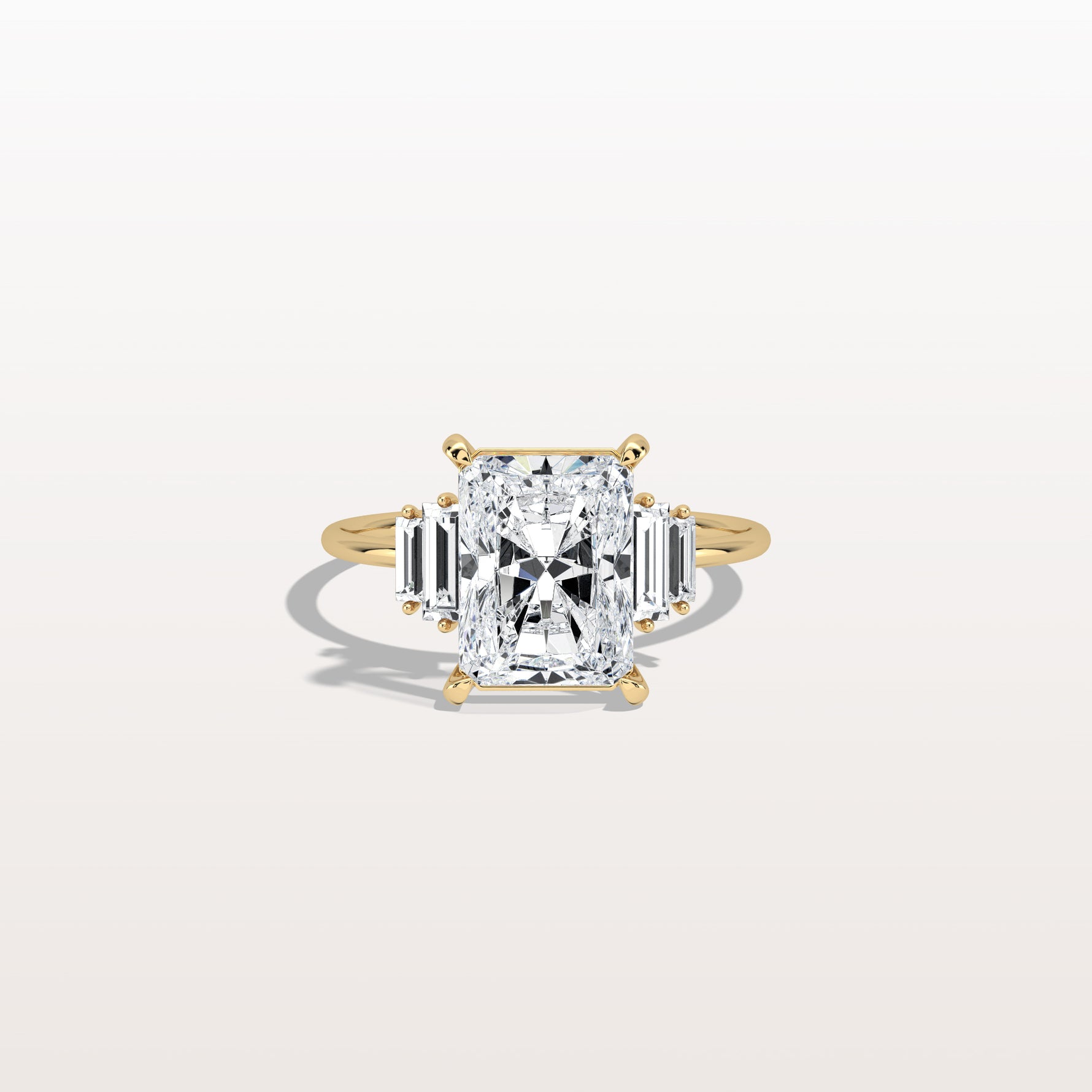 3CT Radiant Lab Diamond Engagement Ring In 14K Solid Gold/Platinum - Rings