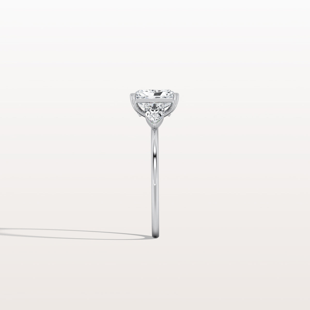 1CT Radiant Cut Lab Diamond Three Stone Engagement Ring In 14K Solid Gold/Platinum - Rings