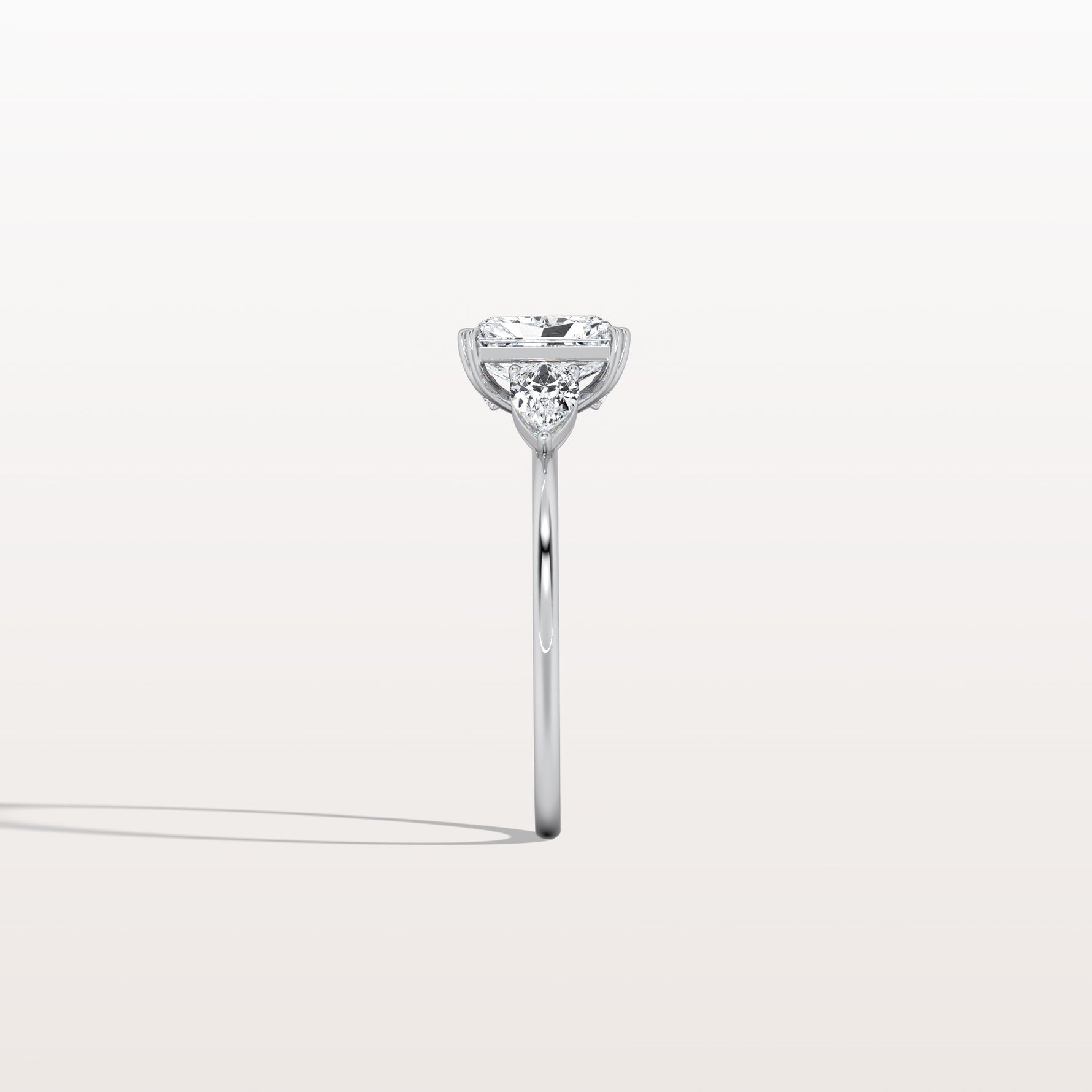 1CT Radiant Cut Lab Diamond Three Stone Engagement Ring In 14K Solid Gold/Platinum - Rings