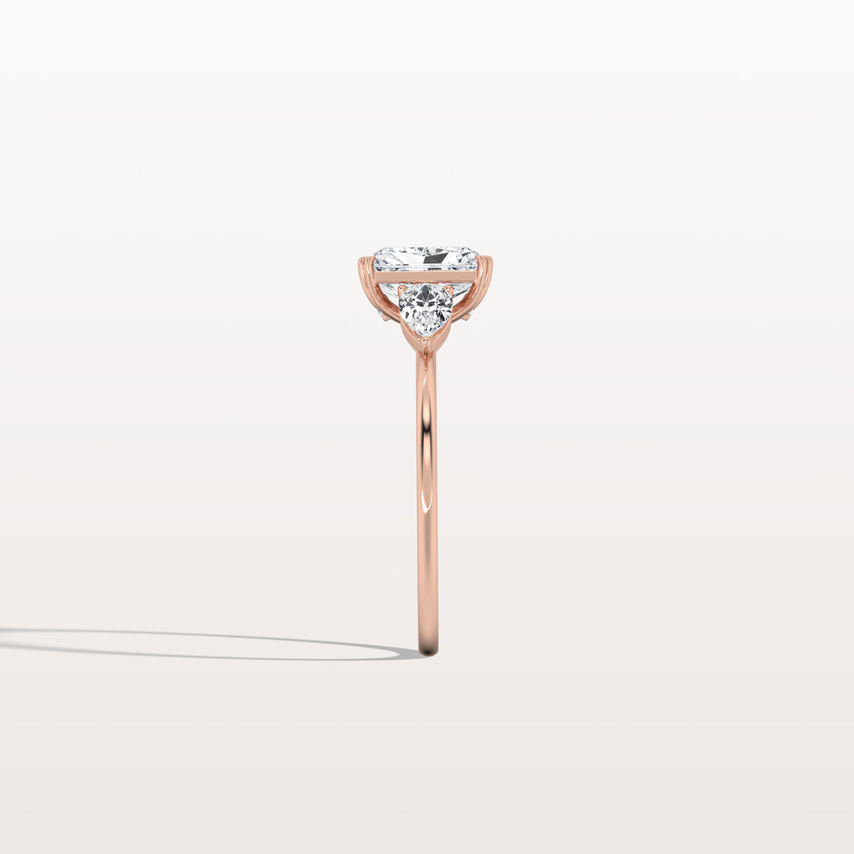 1CT Radiant Cut Lab Diamond Three Stone Engagement Ring In 14K Solid Gold/Platinum - Rings