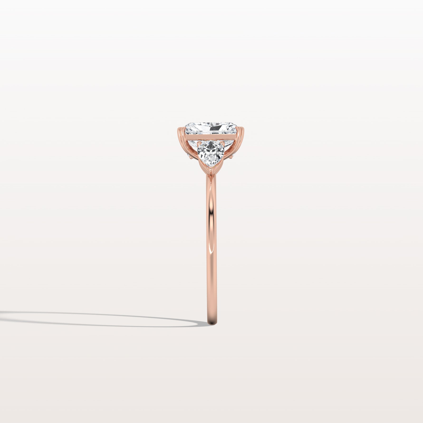 1CT Radiant Cut Lab Diamond Three Stone Engagement Ring In 14K Solid Gold/Platinum - Rings