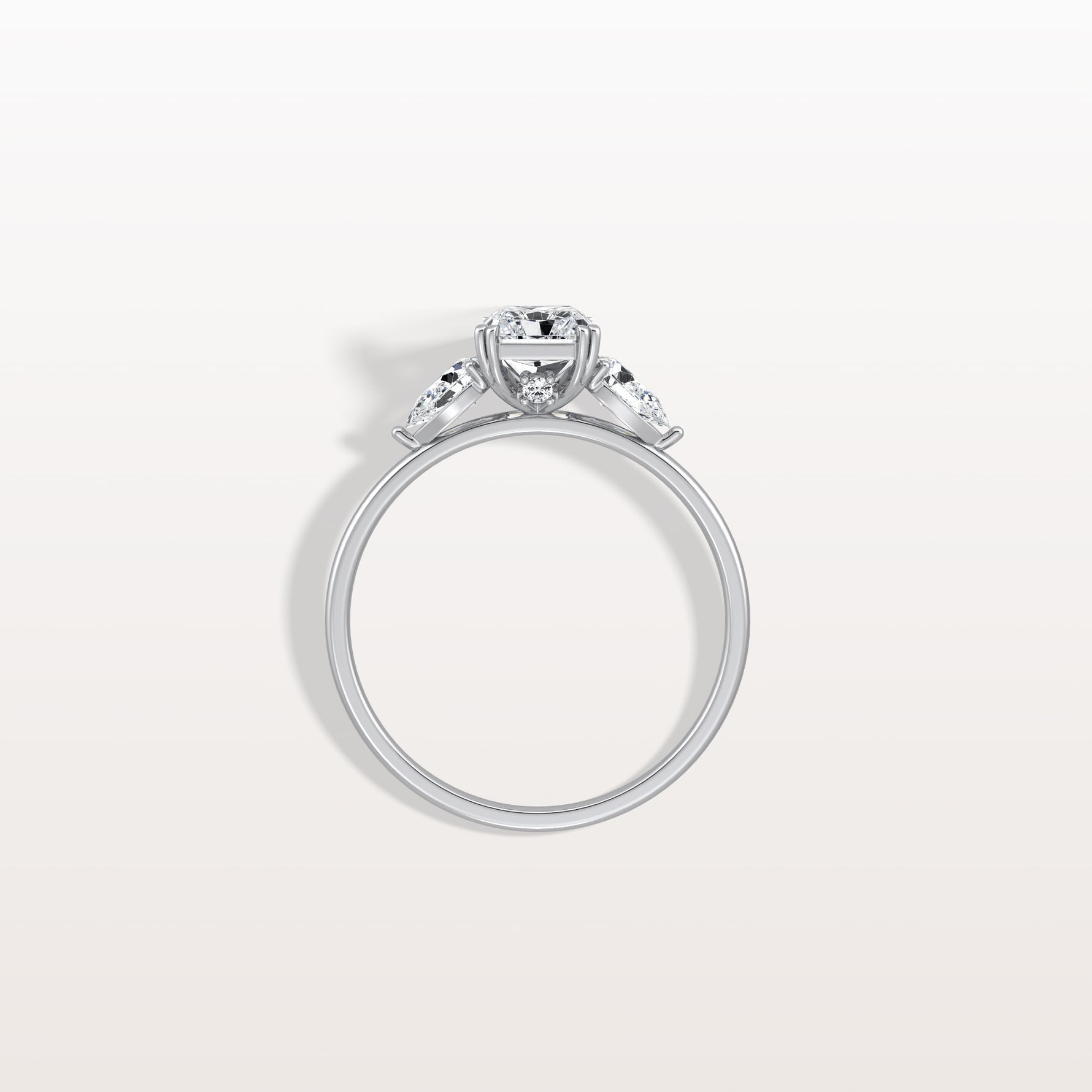 1CT Radiant Cut Lab Diamond Three Stone Engagement Ring In 14K Solid Gold/Platinum - Rings
