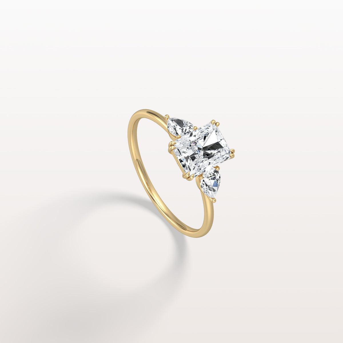 1CT Radiant Cut Lab Diamond Three Stone Engagement Ring In 14K Solid Gold/Platinum - Rings