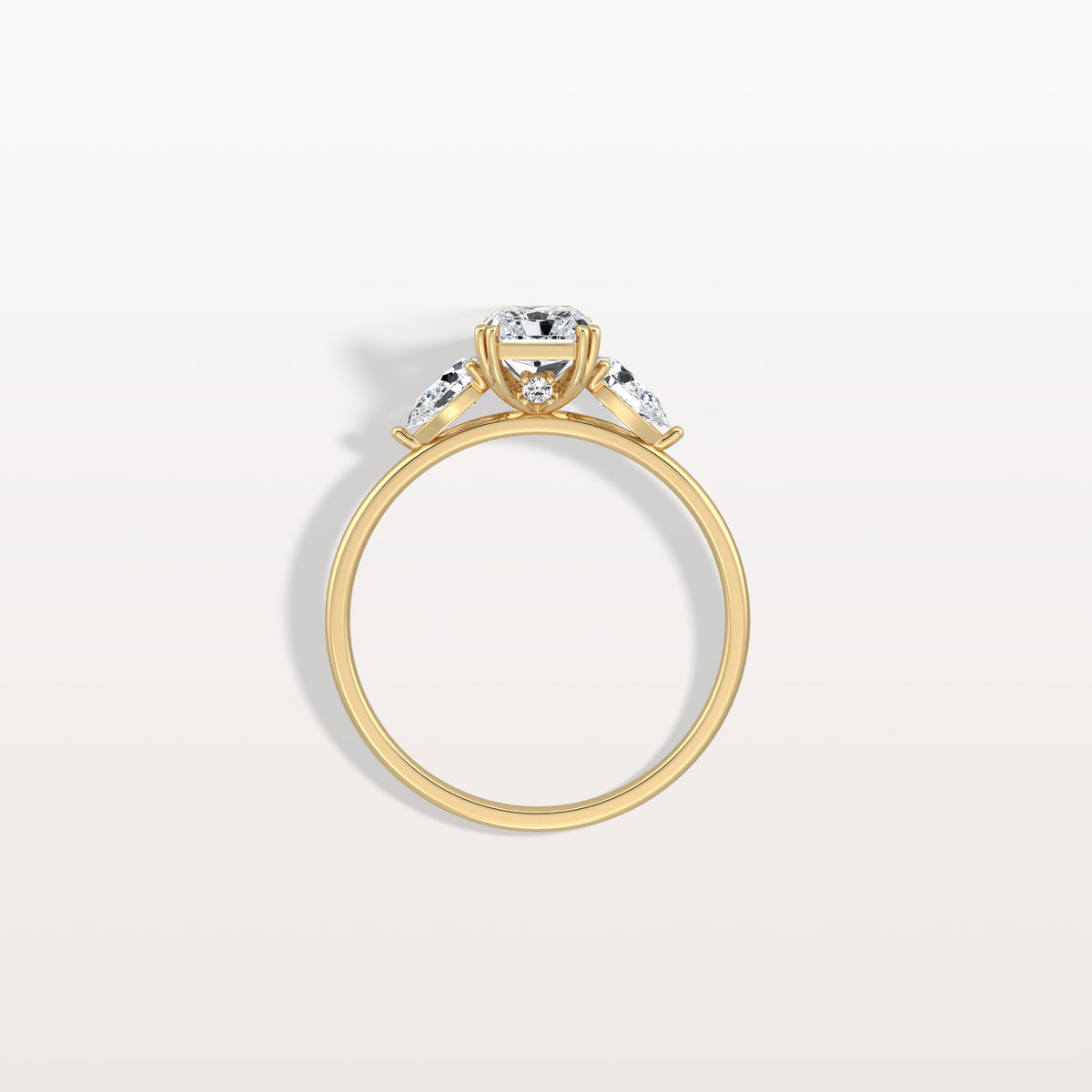 1CT Radiant Cut Lab Diamond Three Stone Engagement Ring In 14K Solid Gold/Platinum - Rings