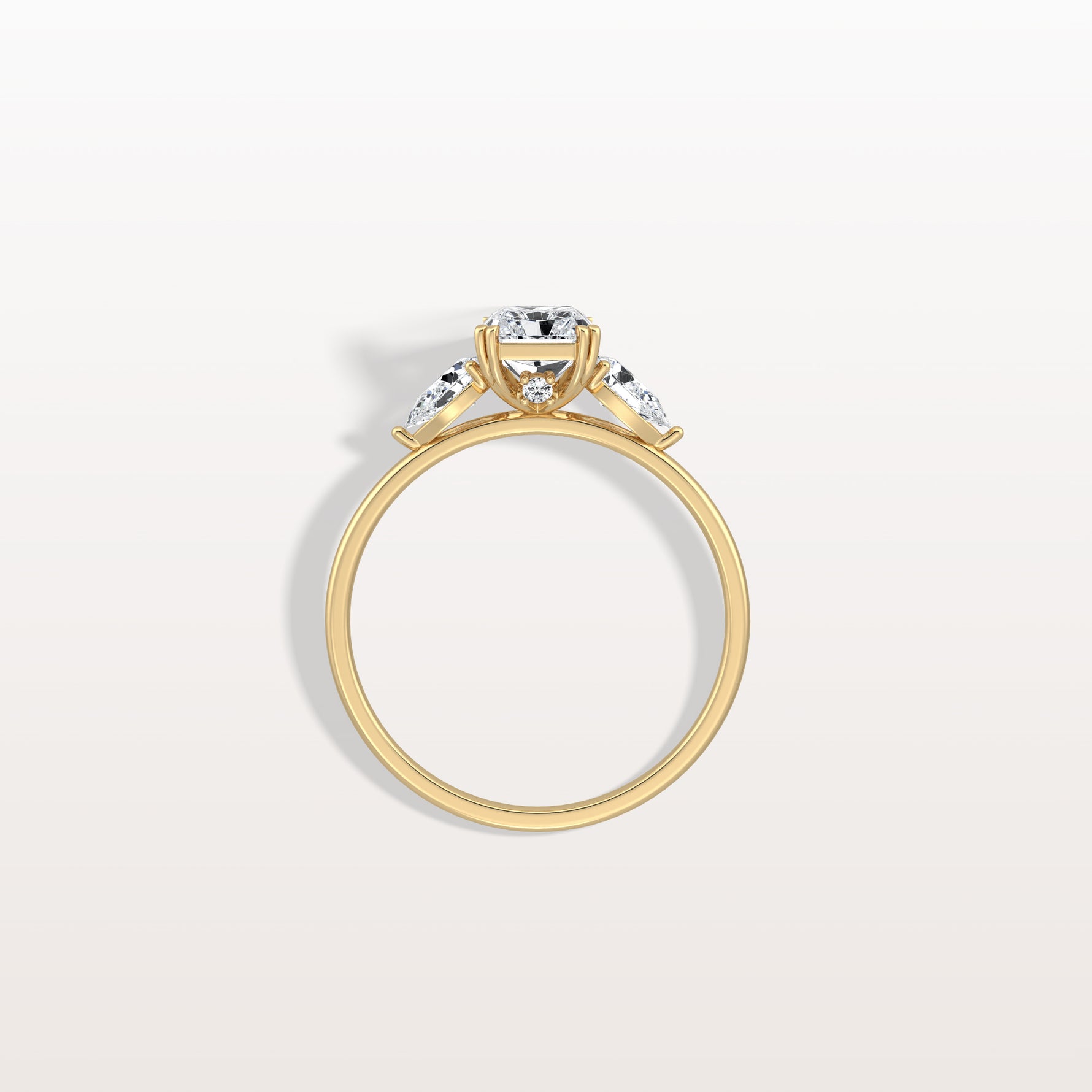 1CT Radiant Cut Lab Diamond Three Stone Engagement Ring In 14K Solid Gold/Platinum - Rings