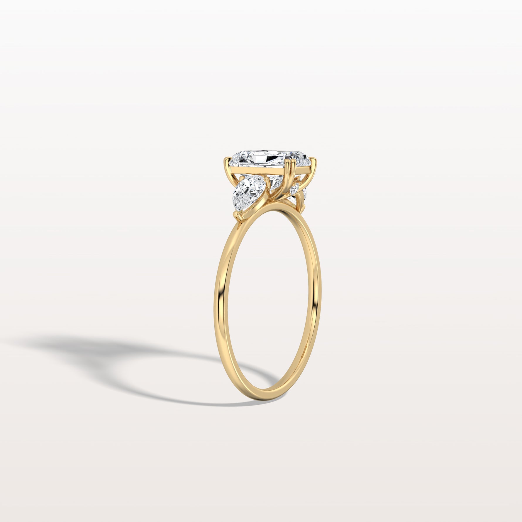 1CT Radiant Cut Lab Diamond Three Stone Engagement Ring In 14K Solid Gold/Platinum - Rings