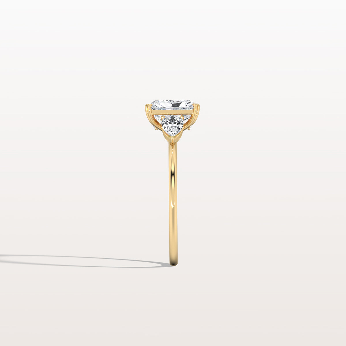 1CT Radiant Cut Lab Diamond Three Stone Engagement Ring In 14K Solid Gold/Platinum - Rings