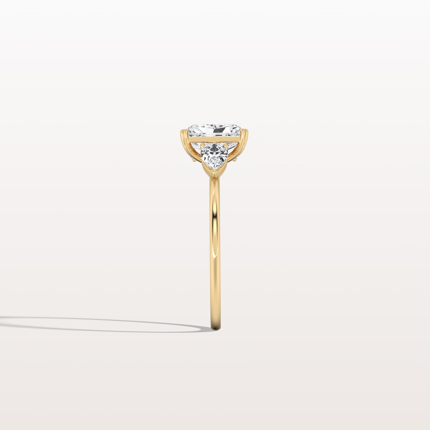 1CT Radiant Cut Lab Diamond Three Stone Engagement Ring In 14K Solid Gold/Platinum - Rings