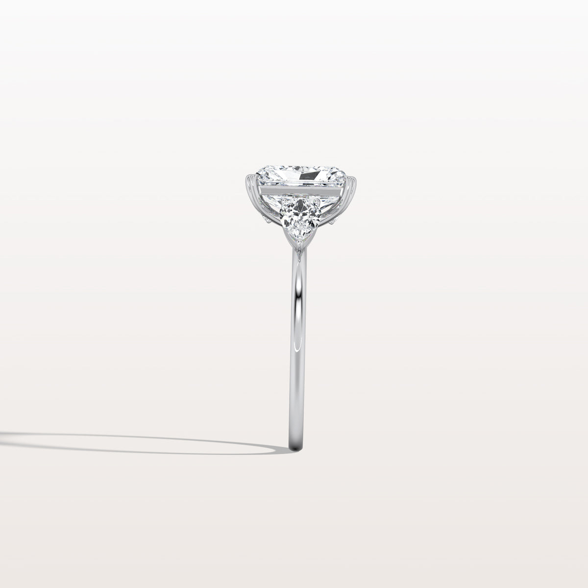 2CT Radiant Cut Lab Diamond Three Stone Engagement Ring In 14K Solid Gold/Platinum - Rings