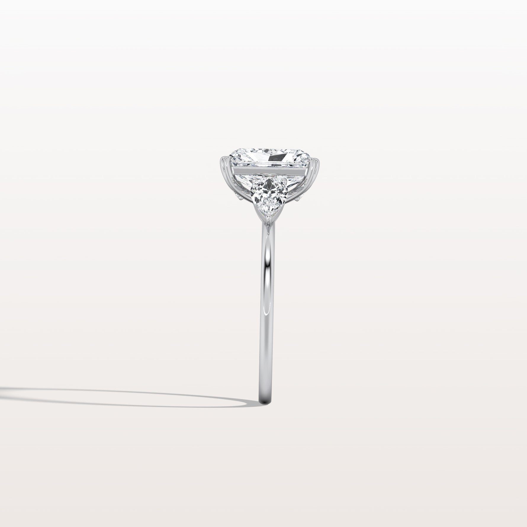 2CT Radiant Cut Lab Diamond Three Stone Engagement Ring In 14K Solid Gold/Platinum - Rings