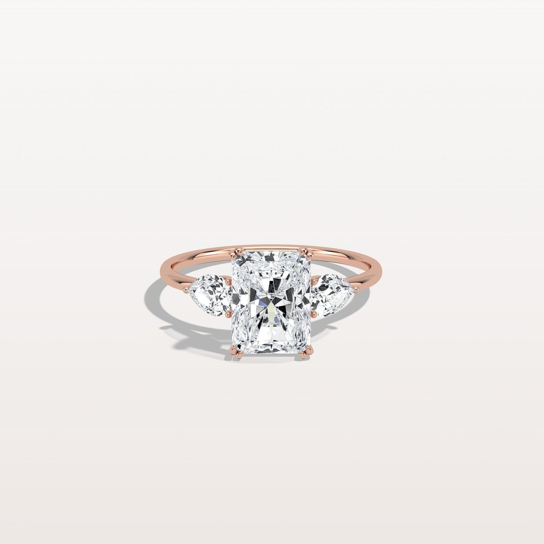 2CT Radiant Cut Lab Diamond Three Stone Engagement Ring In 14K Solid Gold/Platinum - Rings
