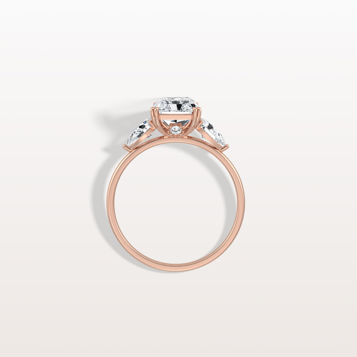 2CT Radiant Cut Lab Diamond Three Stone Engagement Ring In 14K Solid Gold/Platinum - Rings