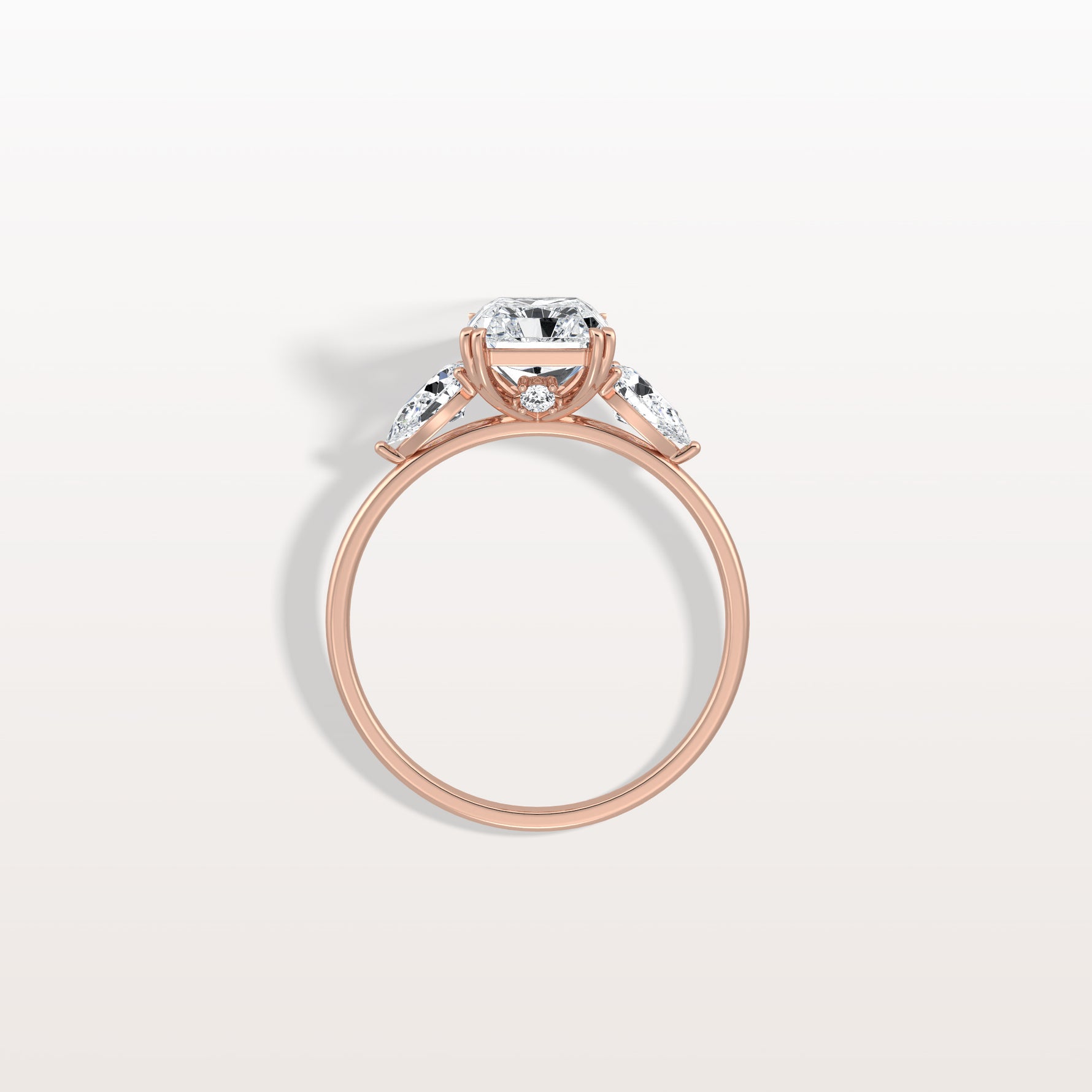 2CT Radiant Cut Lab Diamond Three Stone Engagement Ring In 14K Solid Gold/Platinum - Rings