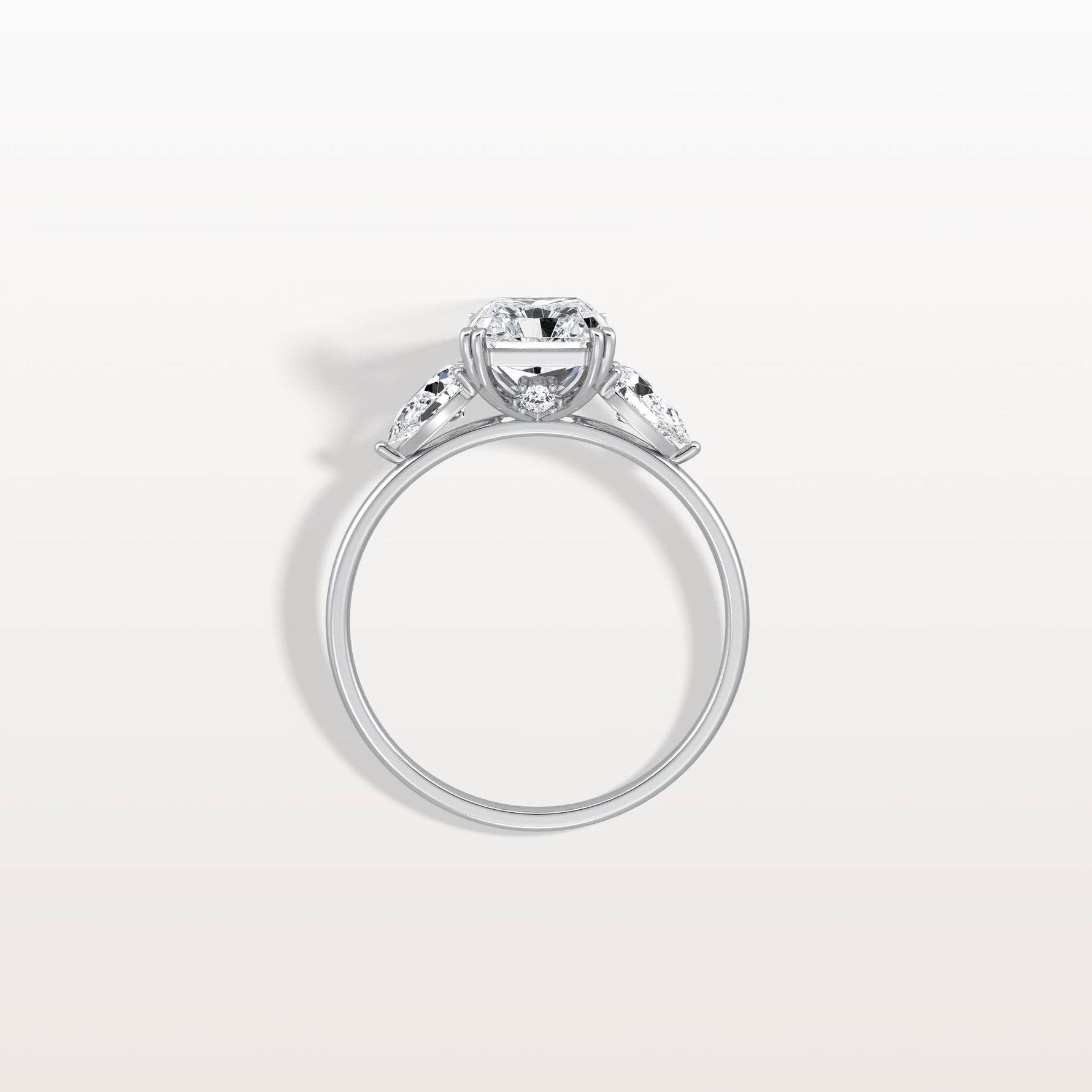 2CT Radiant Cut Lab Diamond Three Stone Engagement Ring In 14K Solid Gold/Platinum - Rings