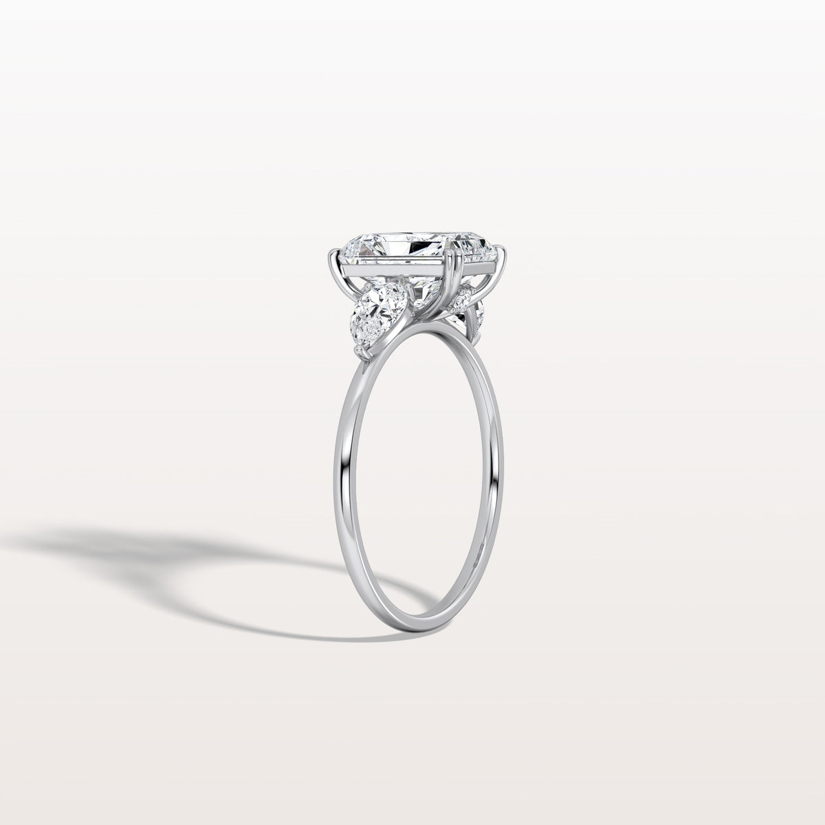 2CT Radiant Cut Lab Diamond Three Stone Engagement Ring In 14K Solid Gold/Platinum - Rings