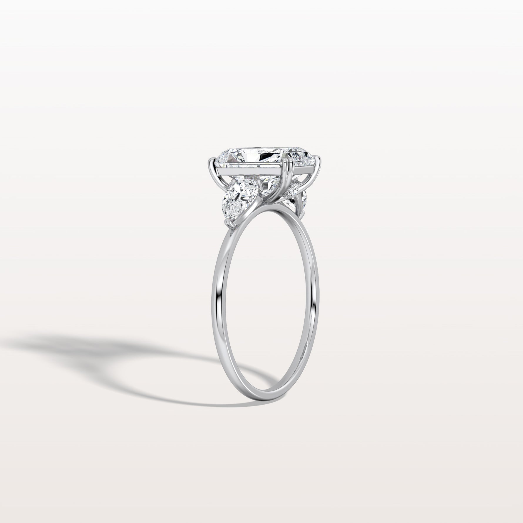 2CT Radiant Cut Lab Diamond Three Stone Engagement Ring In 14K Solid Gold/Platinum - Rings